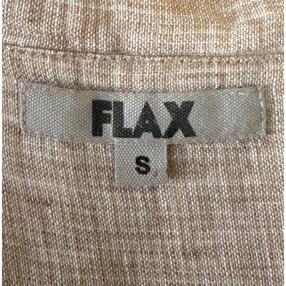 Flax Linen Button Front Tunic Shirt Jacket Tan Small Lagenlook Minimalist - Picture 7 of 9